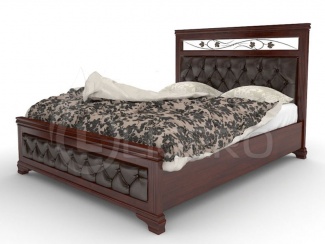 Кровать Лира с мягкой вставкой и ковкой из массива дуба