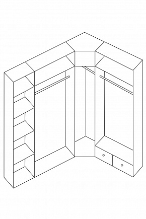 Шкаф Кантата угловой с двумя зеркалами из массива дуба