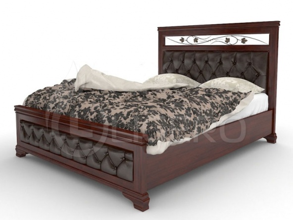 Кровать Лира с мягкой вставкой и ковкой из массива березы