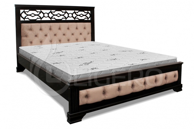 Кровать Пальмира с мягкой вcтавкой из массива березы