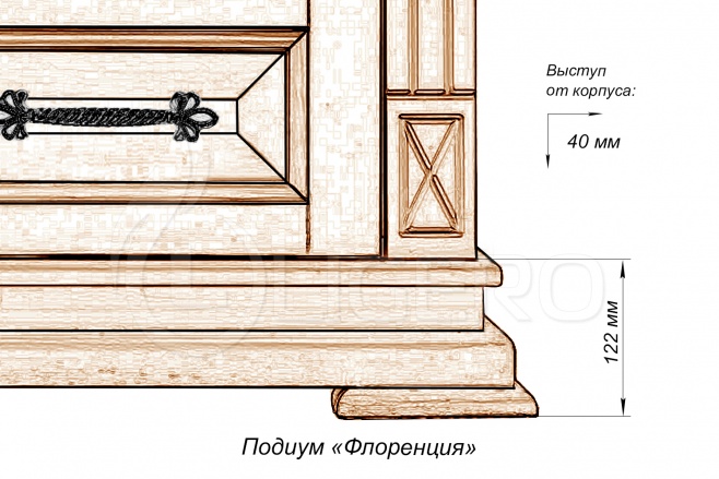 Комод Флоренция 4 ящика (фальшь 8 ящ.) из массива сосны