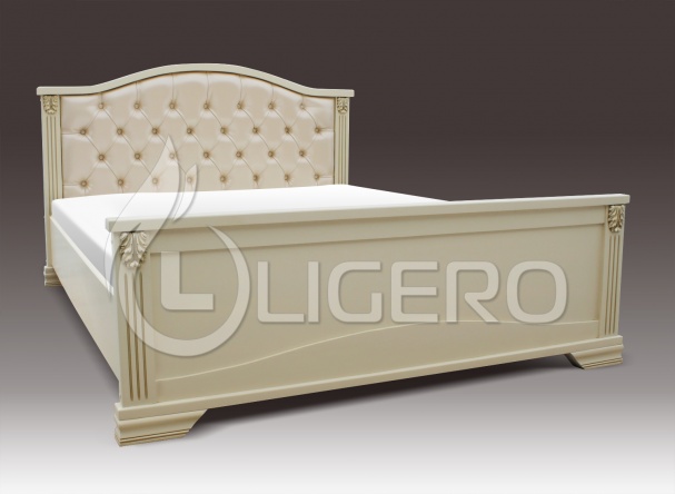 Кровать Кливия с мягкой спинкой из массива сосны