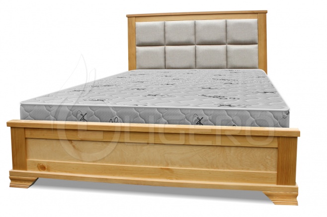 Кровать Классика с мягкой вставкой из массива сосны