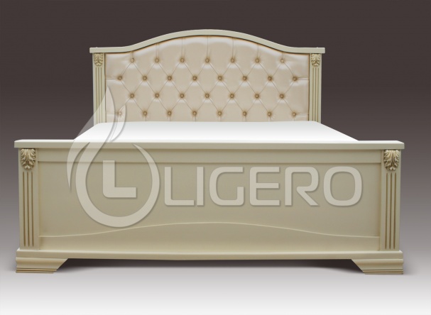 Кровать Кливия с мягкой спинкой из массива бука