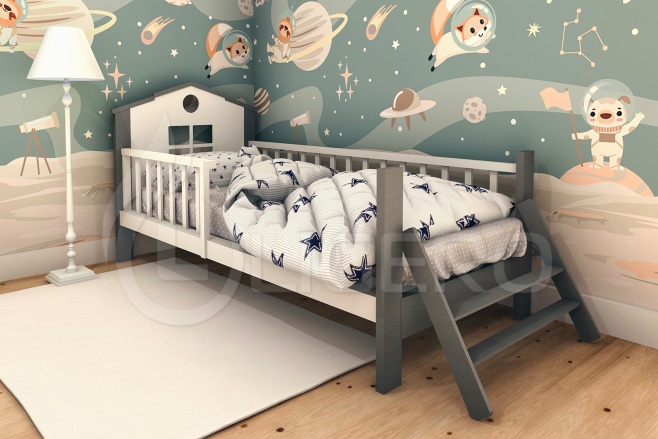 Кровать детская Хижина из массива дуба
